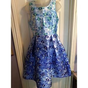 Lulus Dress Fit And Flare Blue Floral Sz S Easter Prom Fairy